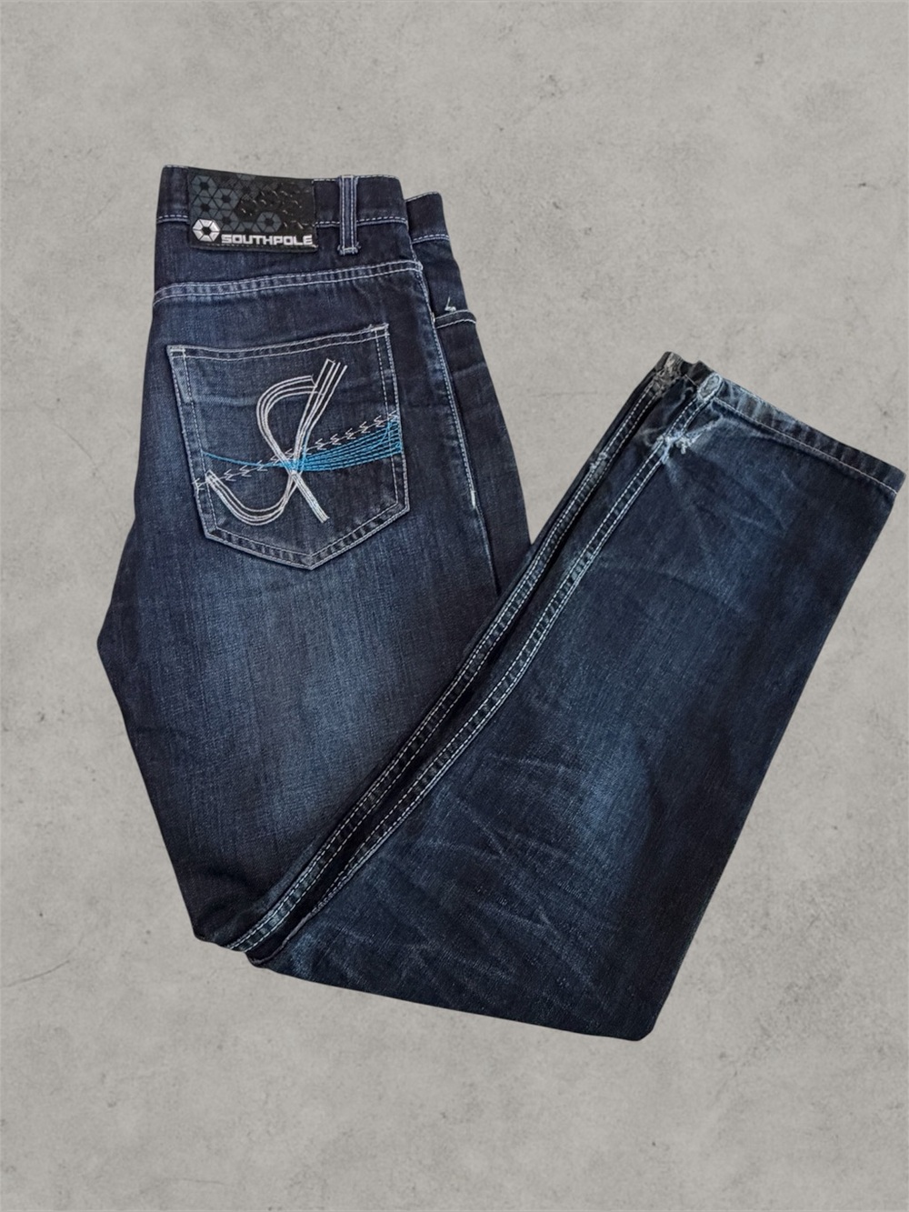 South Pole Men's Slim Straight Jeans in Deep Blue